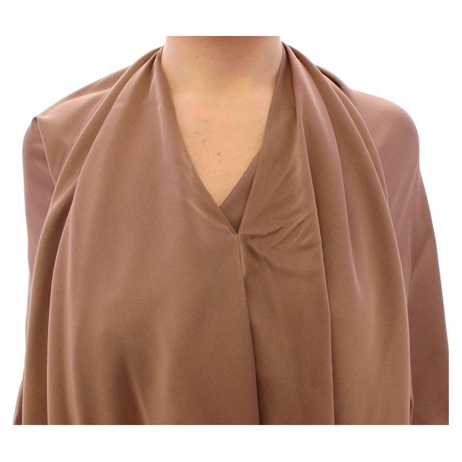Lamberto Petri Elegant Brown Silk Shift Dress Lamberto Petri Sienna