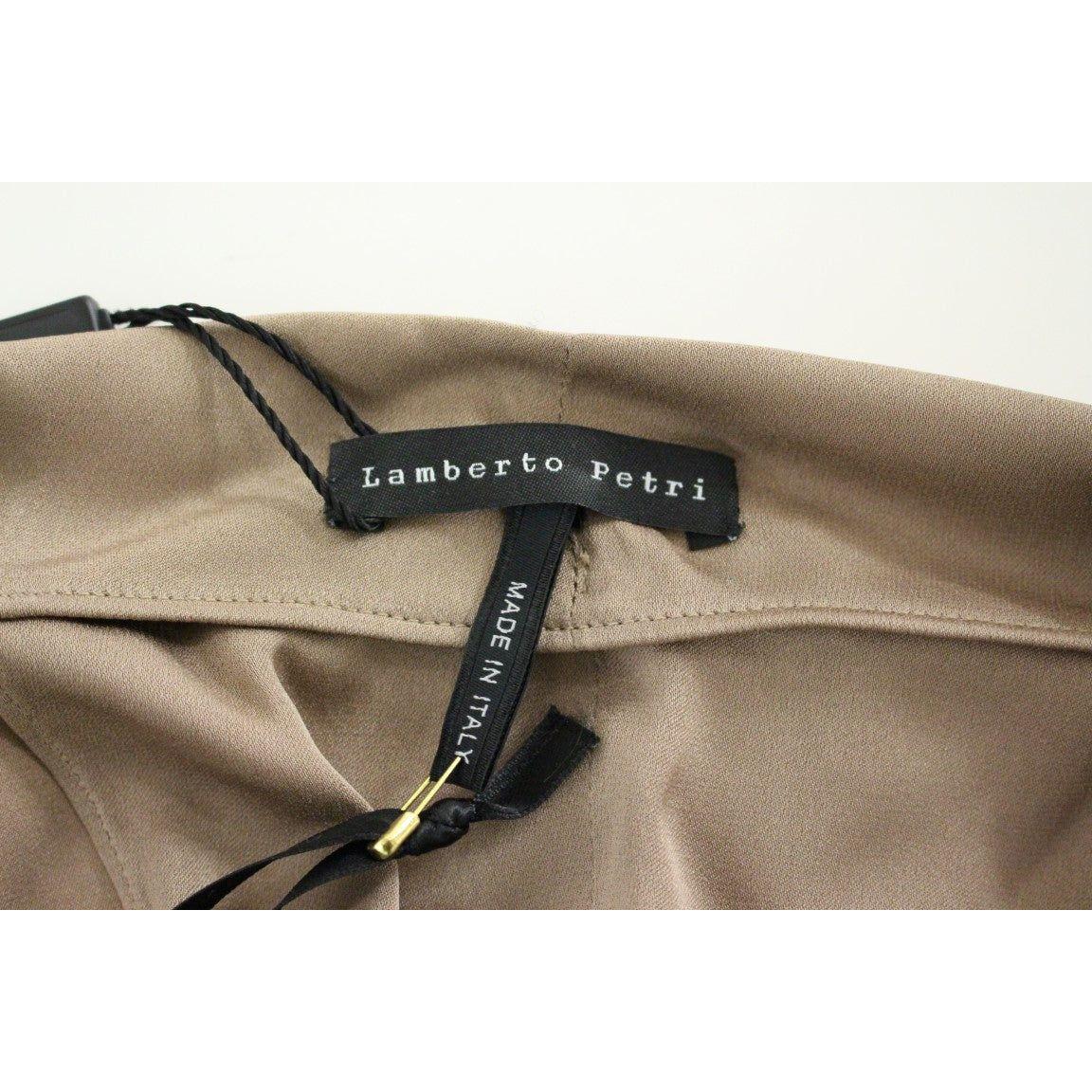 Lamberto Petri Elegant Brown Silk Shift Dress Lamberto Petri Dim Gray