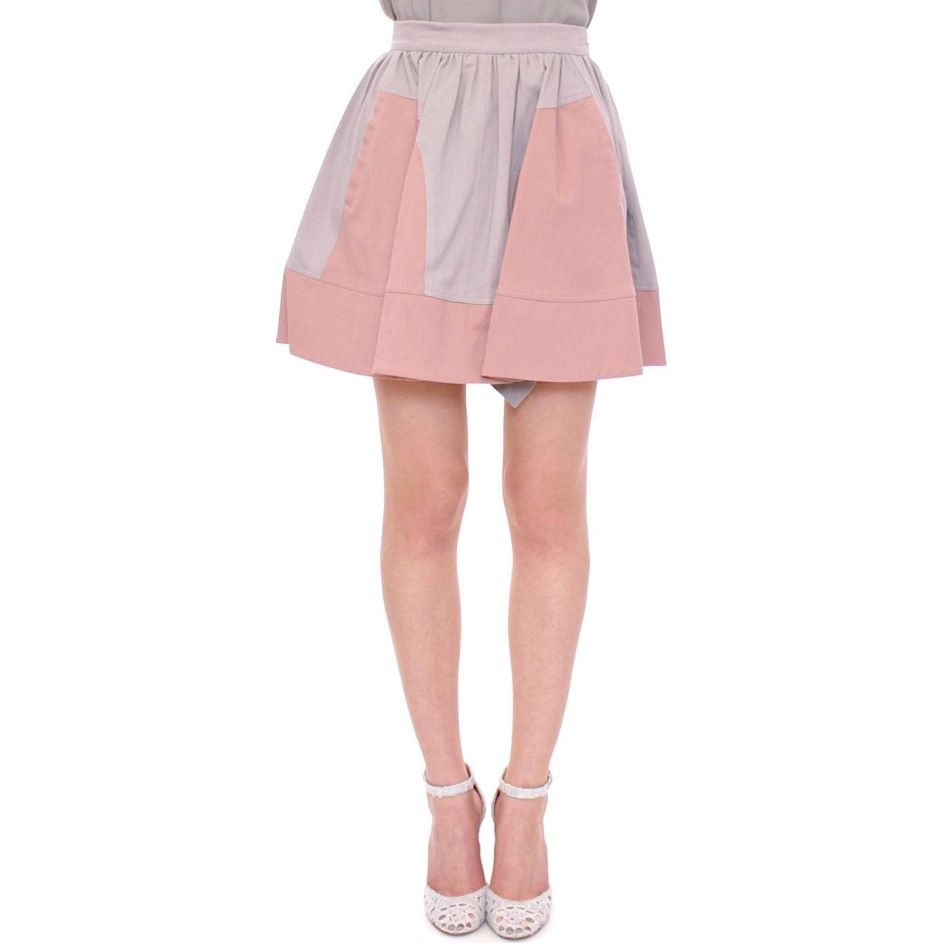 Comeforbreakfast Sleek Pleated Mini Skirt in Pink and Gray Comeforbreakfast Gray