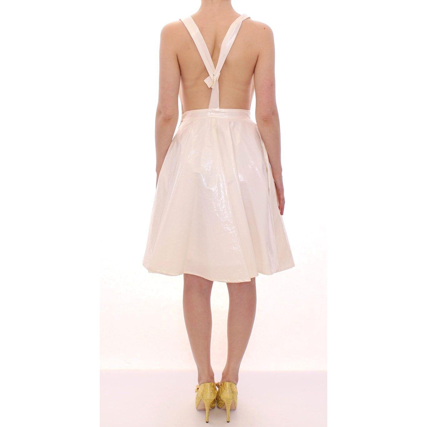 Licia Florio Elegant White Tea Halterneck Dress Licia Florio Misty Rose