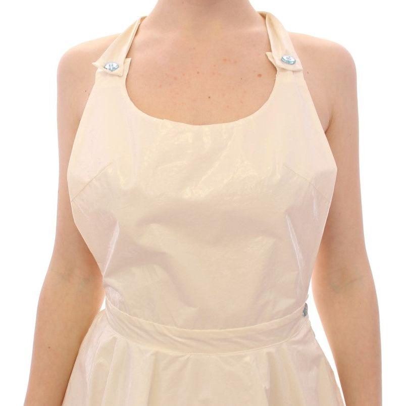 Licia Florio Elegant White Tea Halterneck Dress Licia Florio Wheat