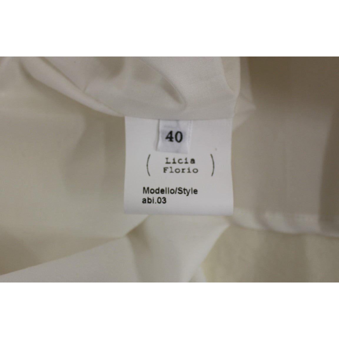 Licia Florio Elegant White Tea Halterneck Dress Licia Florio Light Slate Gray