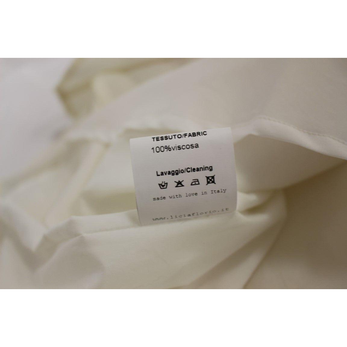 Licia Florio Elegant White Tea Halterneck Dress Licia Florio Dark Gray