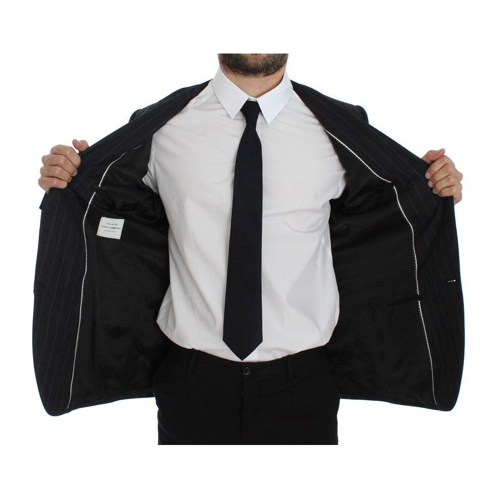Dolce & Gabbana Chic Gray Striped Wool Blazer Jacket Dolce & Gabbana Black