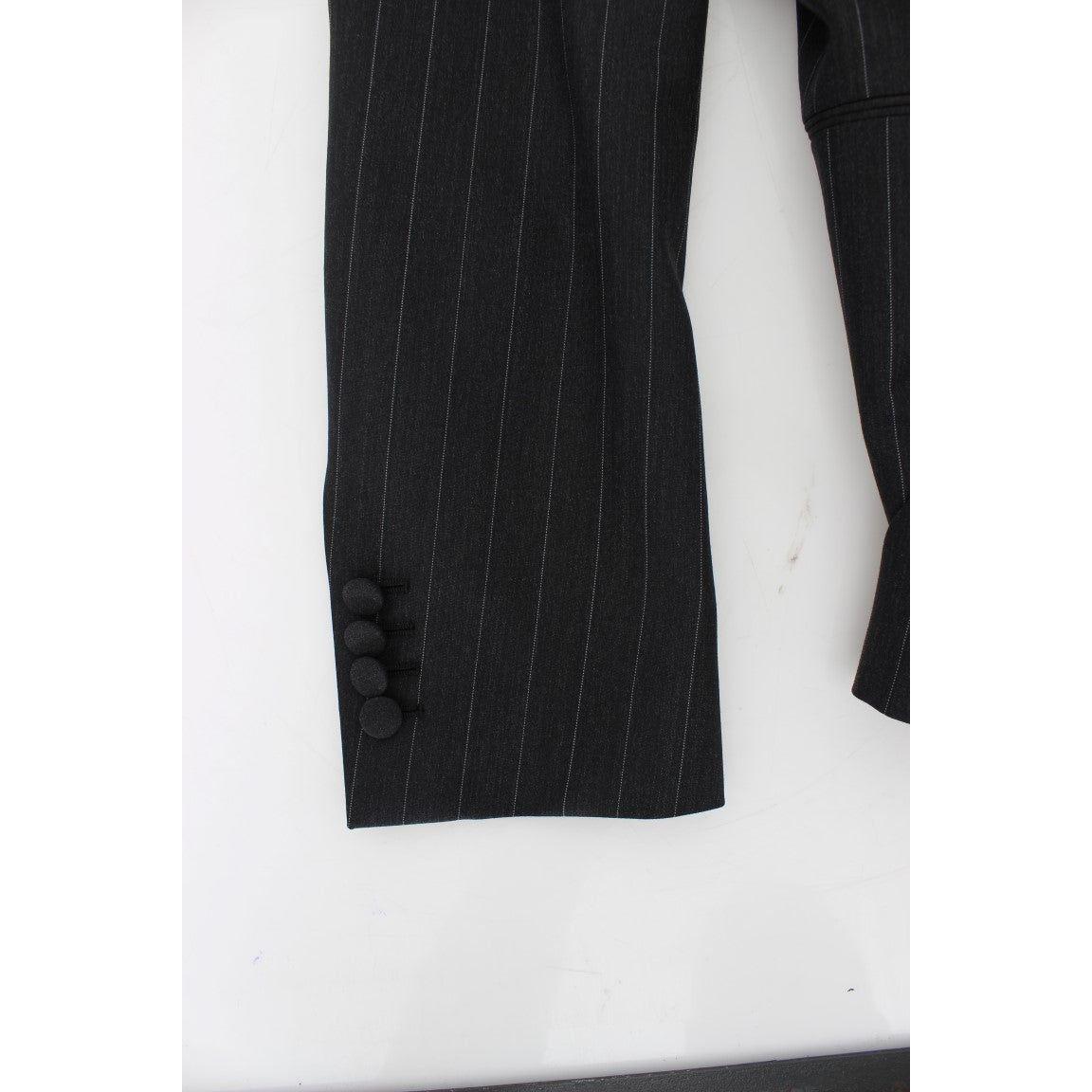 Dolce & Gabbana Chic Gray Striped Wool Blazer Jacket Dolce & Gabbana Light Gray