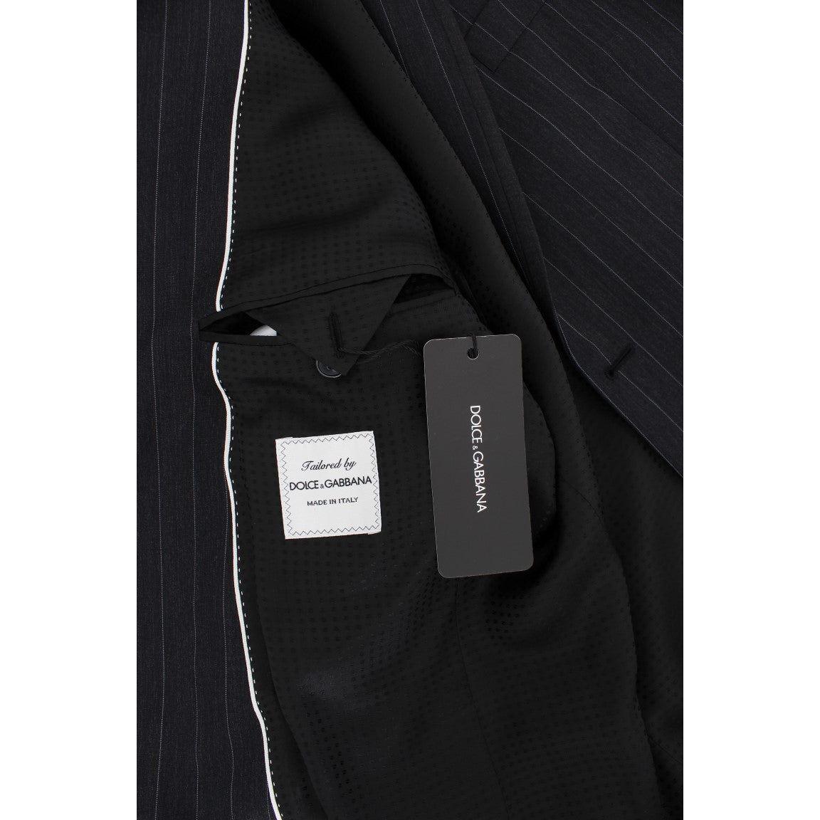 Dolce & Gabbana Chic Gray Striped Wool Blazer Jacket Dolce & Gabbana Black