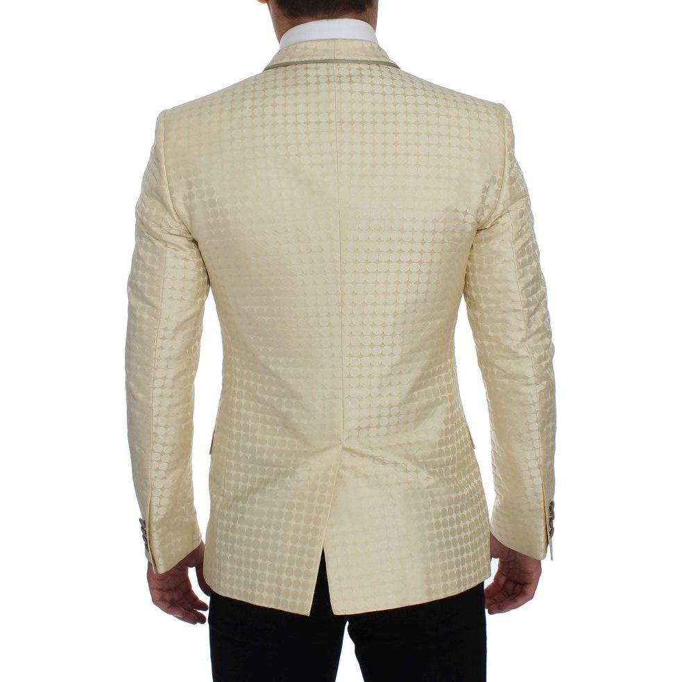 Dolce & Gabbana Sophisticated Beige Polka Dotted Blazer & Vest Dolce & Gabbana Tan