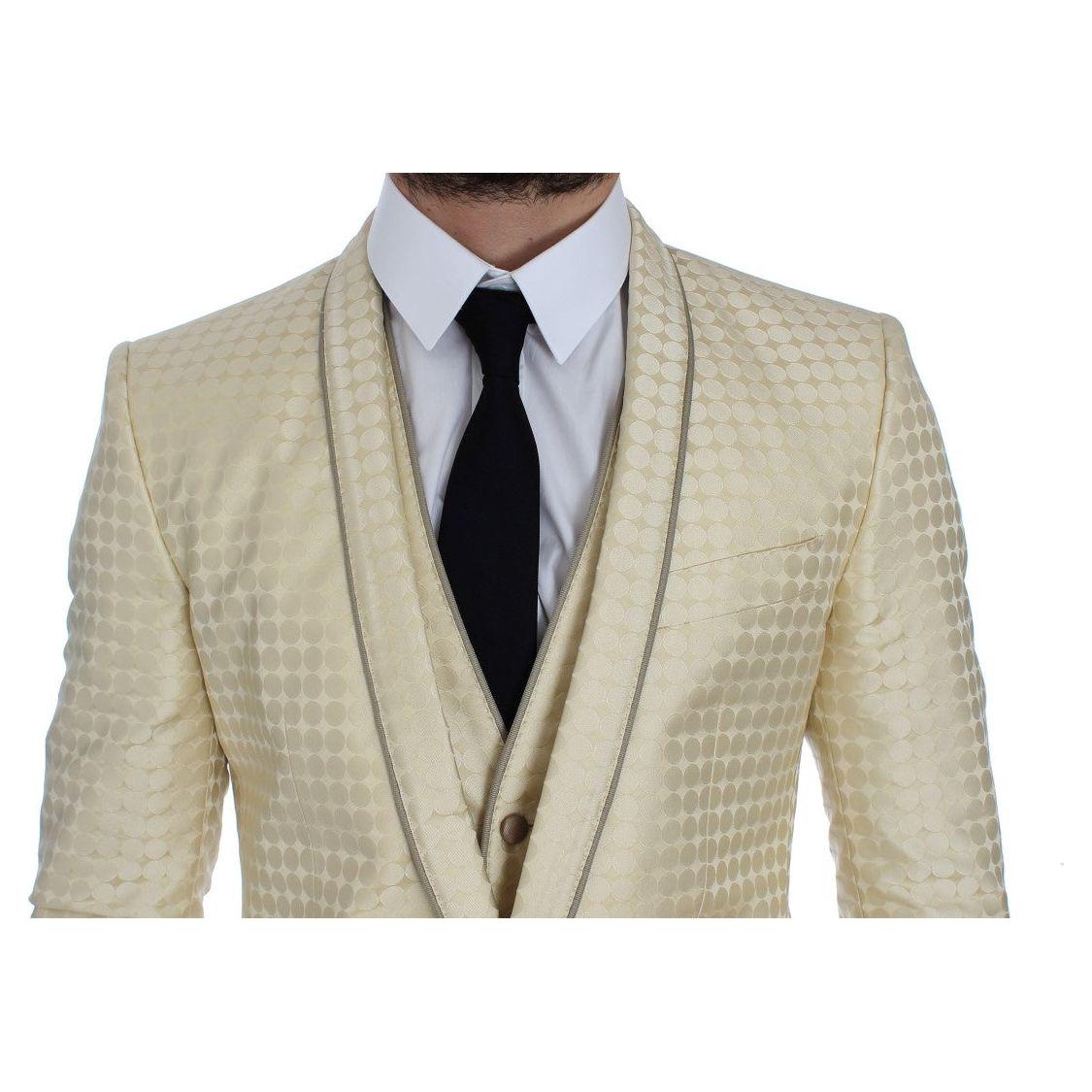 Dolce & Gabbana Sophisticated Beige Polka Dotted Blazer & Vest Dolce & Gabbana Dark Gray