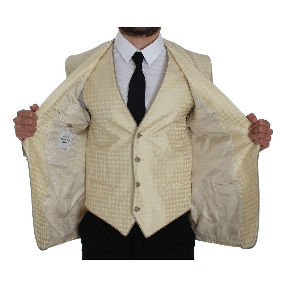 Dolce & Gabbana Sophisticated Beige Polka Dotted Blazer & Vest Dolce & Gabbana Rosy Brown