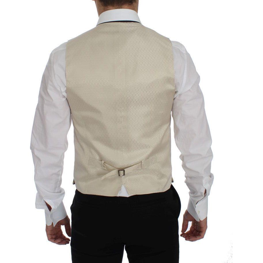 Dolce & Gabbana Sophisticated Beige Polka Dotted Blazer & Vest Dolce & Gabbana Dark Gray