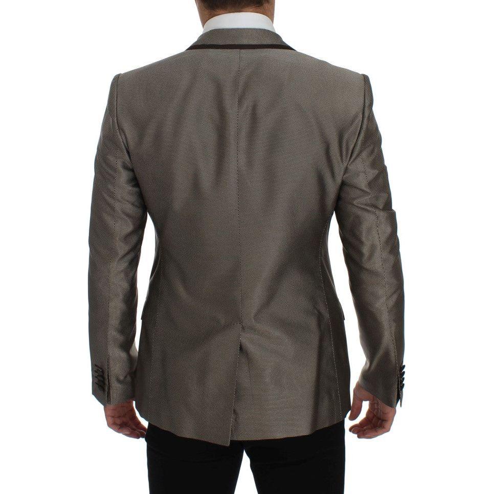 Dolce & Gabbana Elegant Brown Silk Two-Button Slim Blazer Dolce & Gabbana Dark Slate Gray