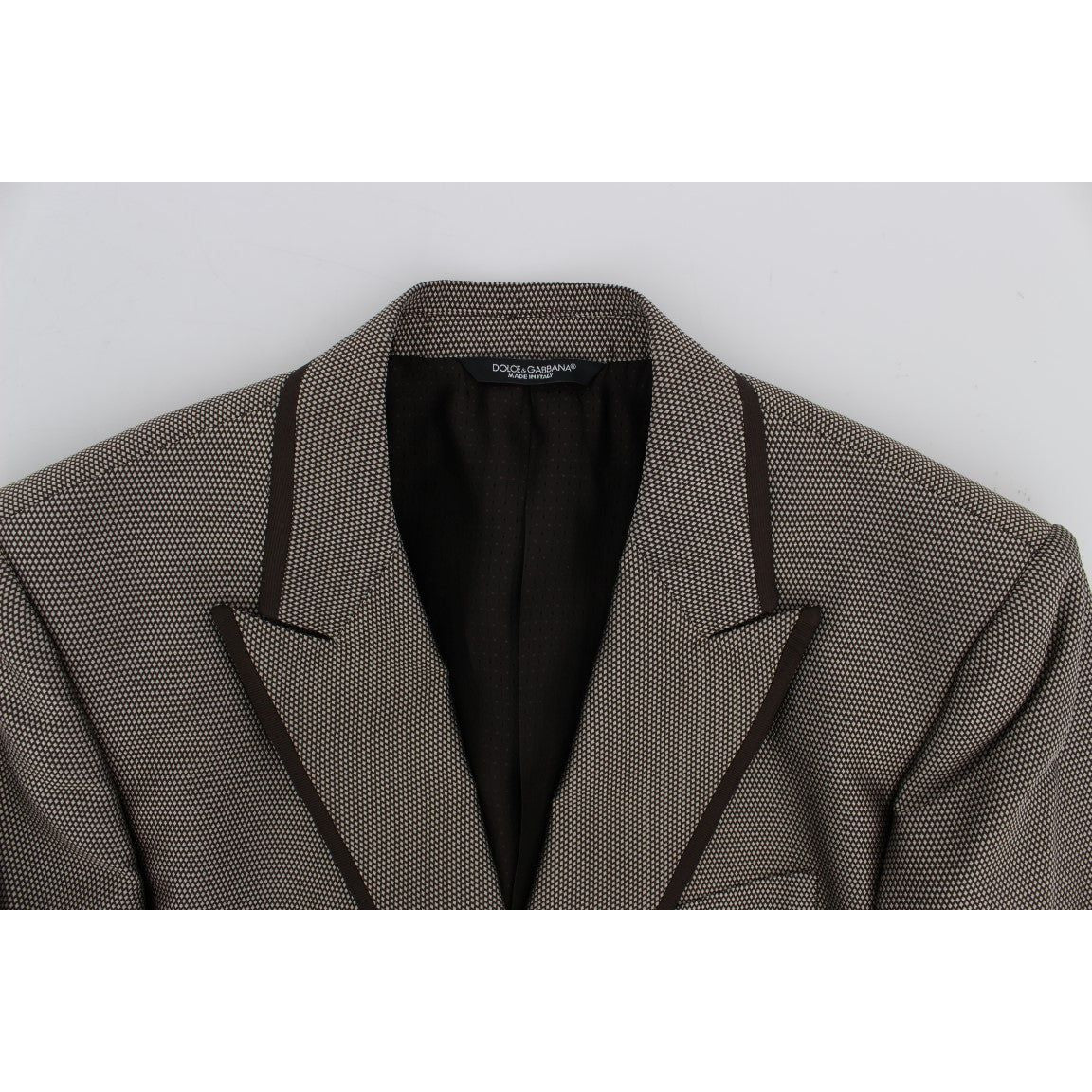 Dolce & Gabbana Elegant Brown Silk Two-Button Slim Blazer Dolce & Gabbana Light Gray