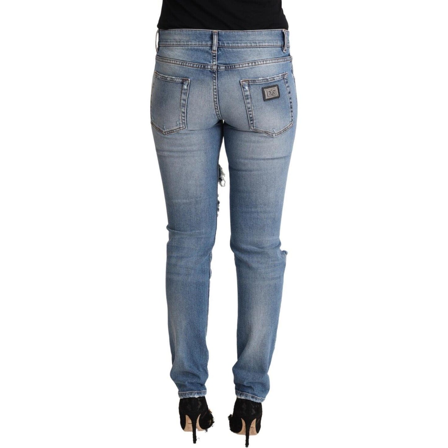 Dolce & Gabbana Chic Distressed Denim Skinny Jeans Dolce & Gabbana Slate Gray
