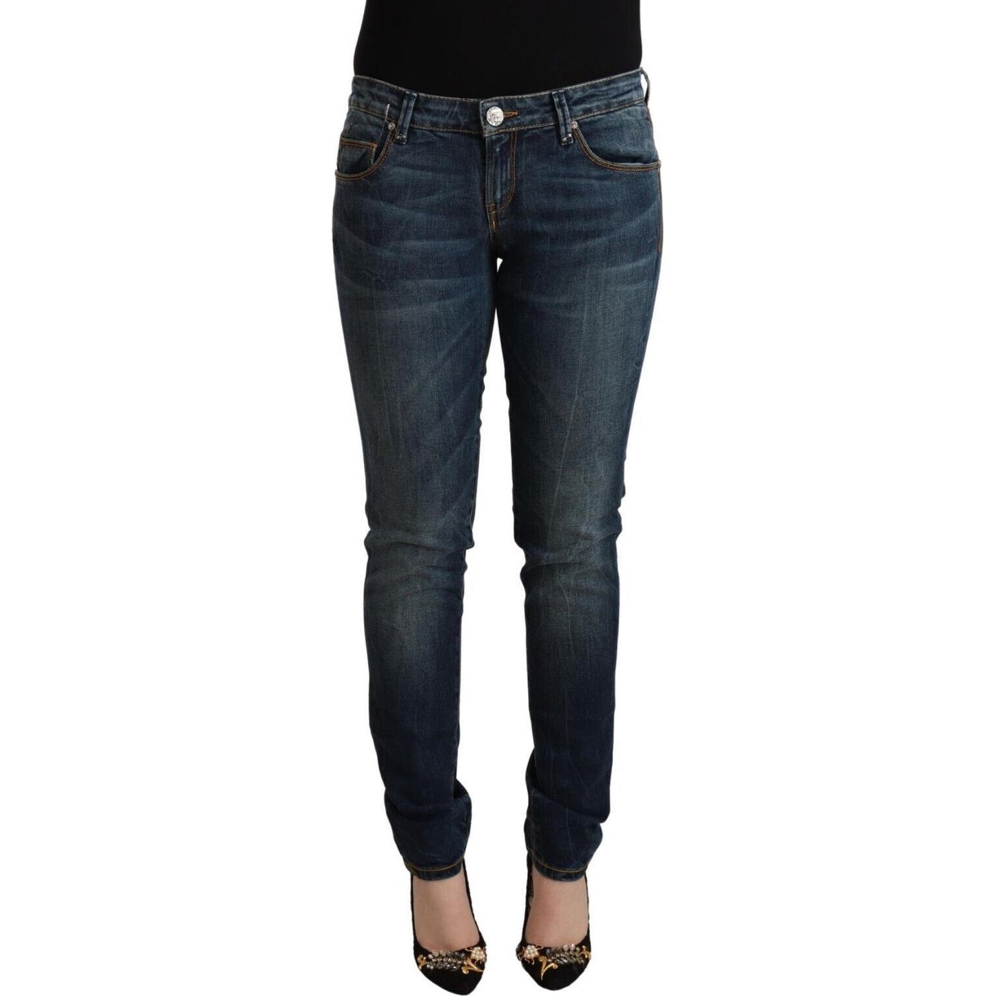Acht Elegant Slim Fit Low Waist Denim Jeans Acht Dark Slate Gray