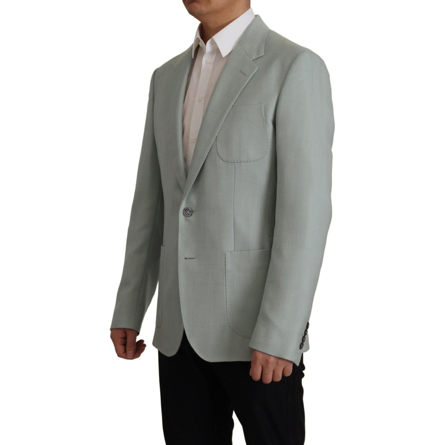 Dolce & Gabbana Elegant Slim Fit Cashmere Silk Blazer Jacket Dolce & Gabbana Slate Gray