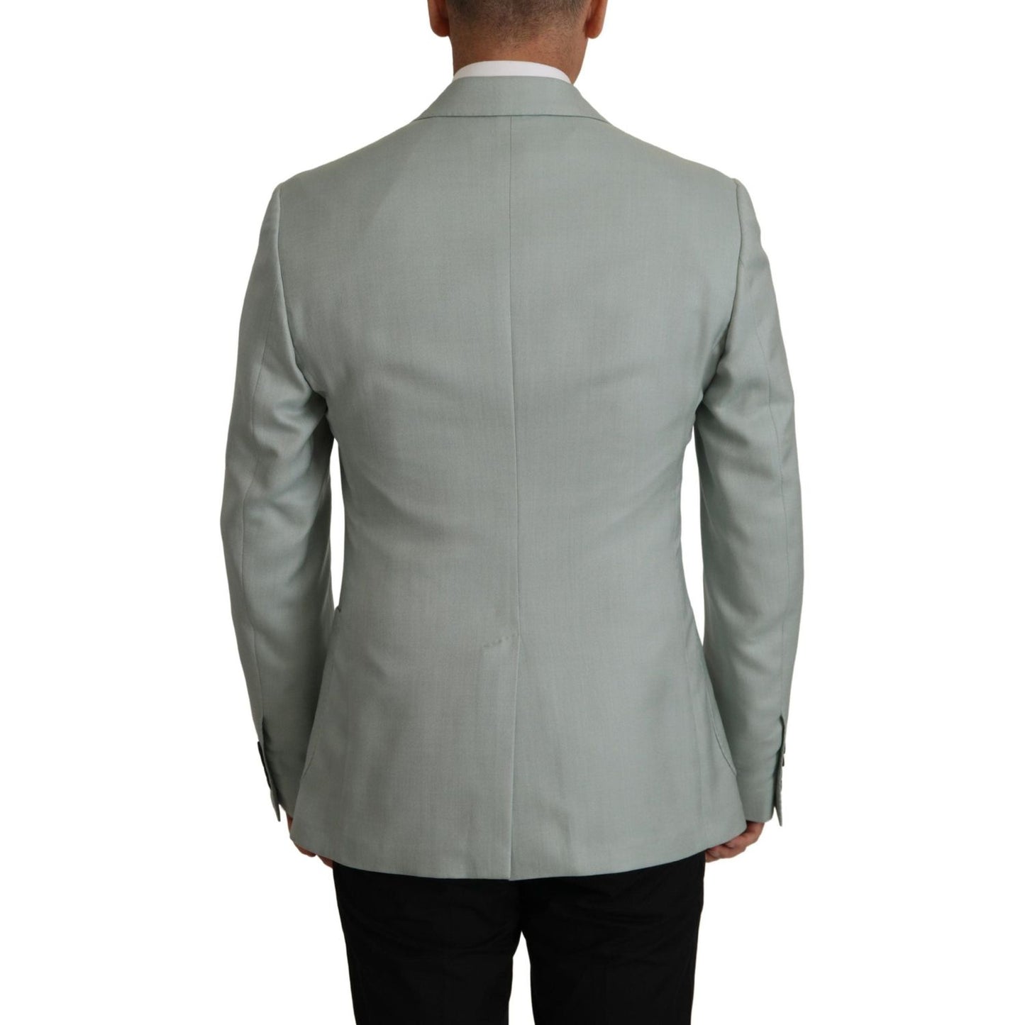 Dolce & Gabbana Elegant Slim Fit Cashmere Silk Blazer Jacket Dolce & Gabbana Light Slate Gray