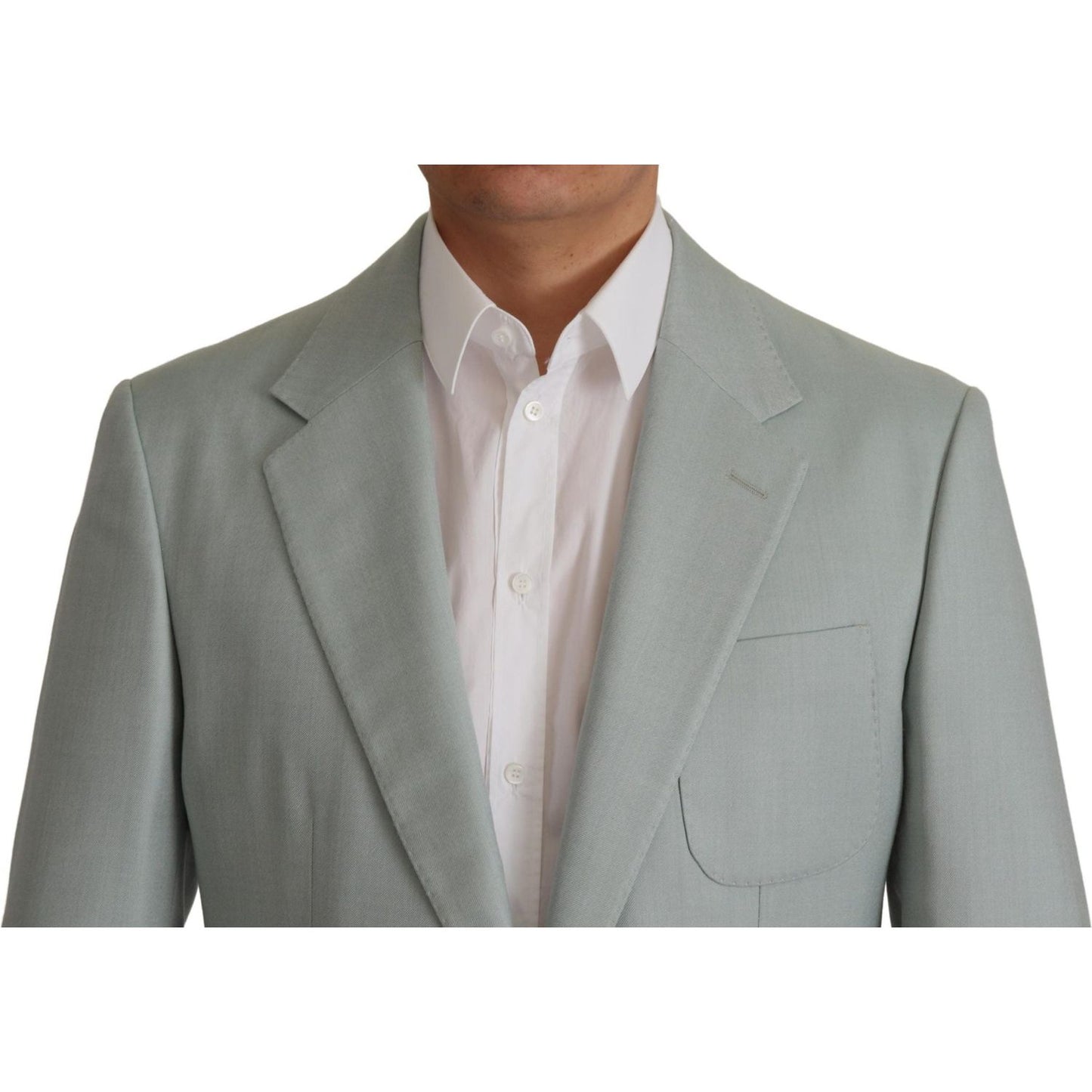 Dolce & Gabbana Elegant Slim Fit Cashmere Silk Blazer Jacket Dolce & Gabbana Light Slate Gray
