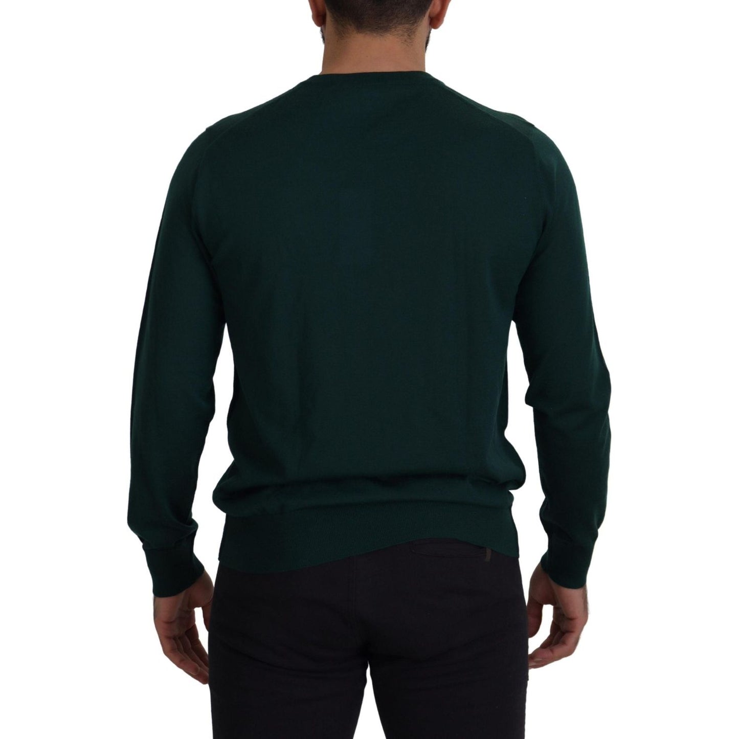 Dolce & Gabbana Elegant Green Crewneck Cashmere Sweater Dolce & Gabbana Black