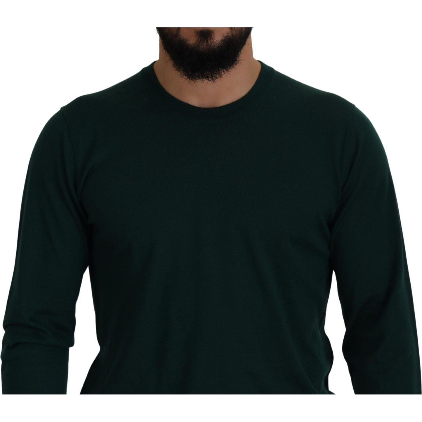 Dolce & Gabbana Elegant Green Crewneck Cashmere Sweater Dolce & Gabbana Black
