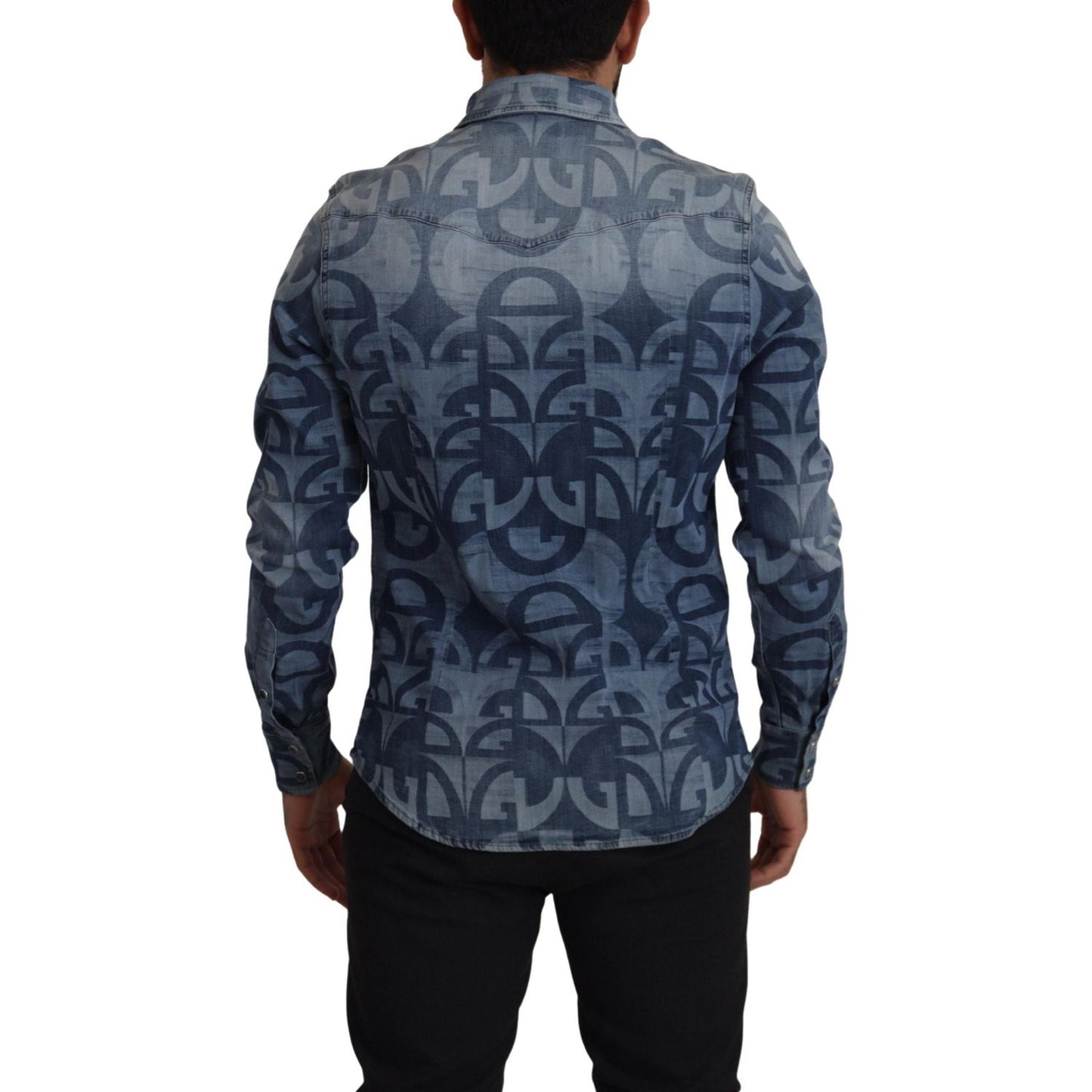Dolce & Gabbana Elegant Slim Fit Casual Blue Men's Shirt Dolce & Gabbana Dark Slate Gray