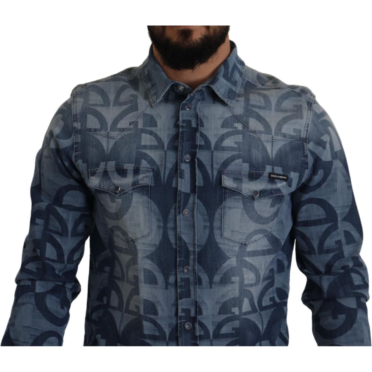 Dolce & Gabbana Elegant Slim Fit Casual Blue Men's Shirt Dolce & Gabbana Dark Slate Gray