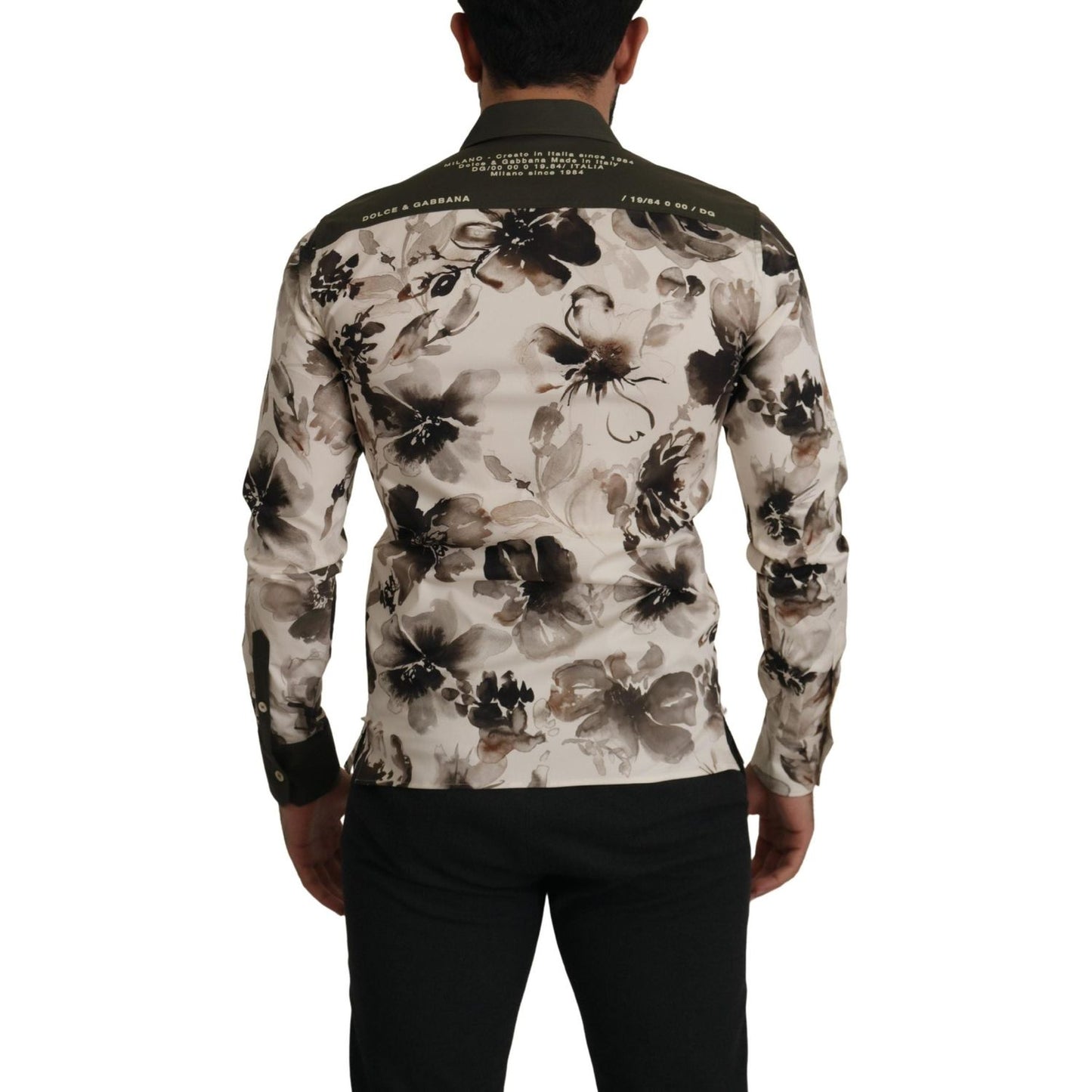 Dolce & Gabbana Floral Print Casual Cotton Shirt Dolce & Gabbana Black