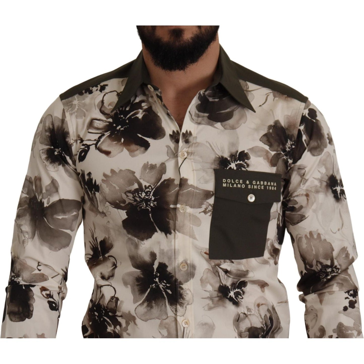 Dolce & Gabbana Floral Print Casual Cotton Shirt Dolce & Gabbana Dim Gray