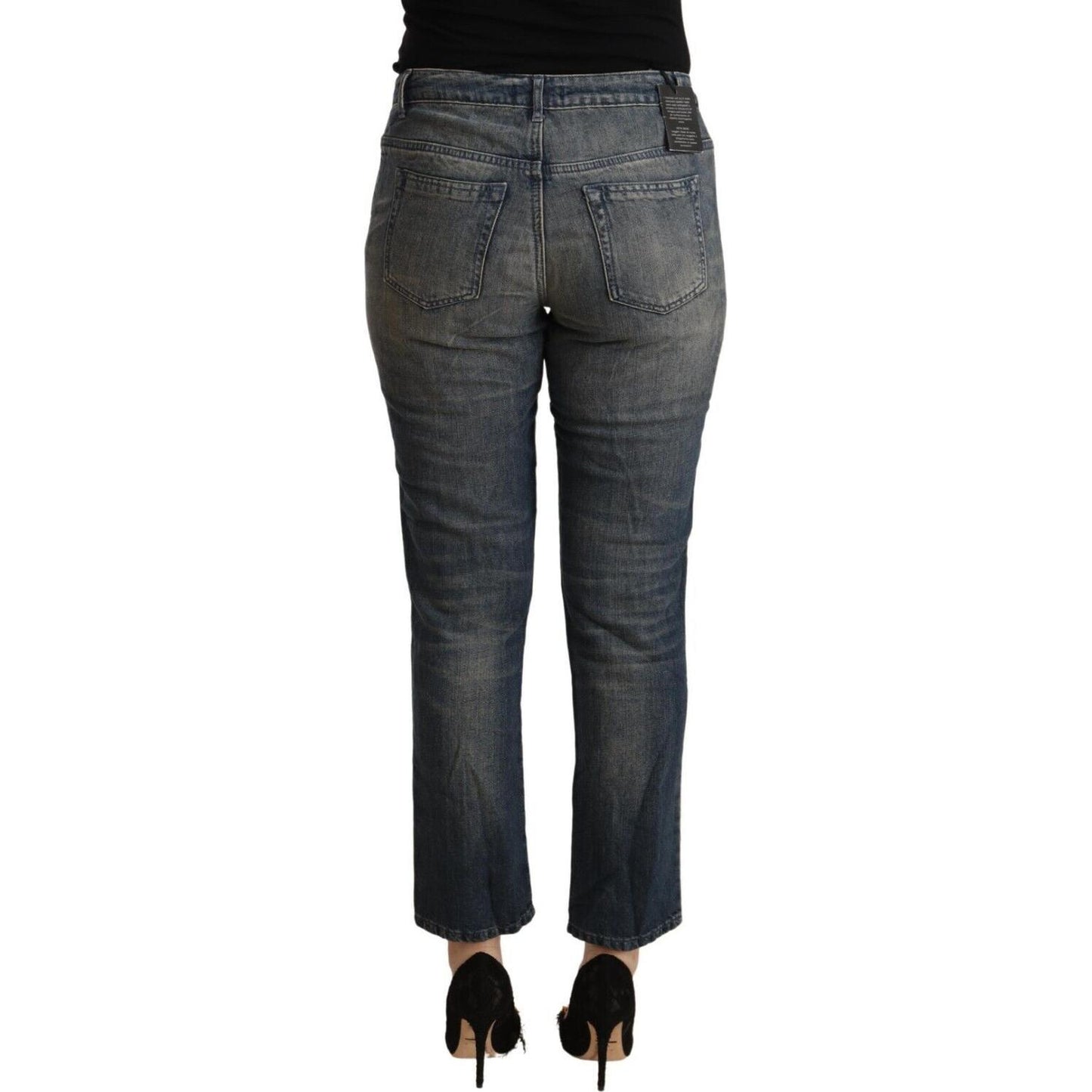 Twinset Chic Cropped Mid-Waist Denim Jeans Twinset Dark Slate Gray