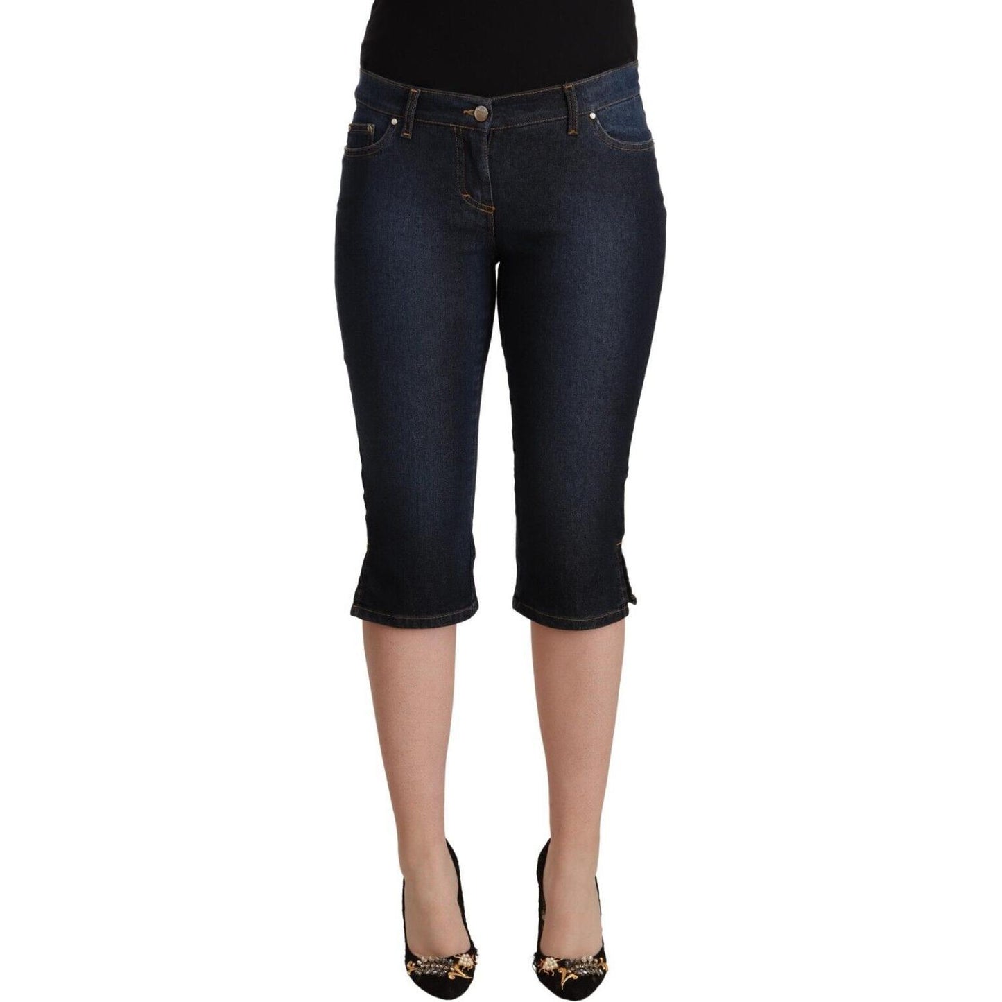 GF Ferre Chic Low Waist Capri Denim Pants GF Ferre Rosy Brown