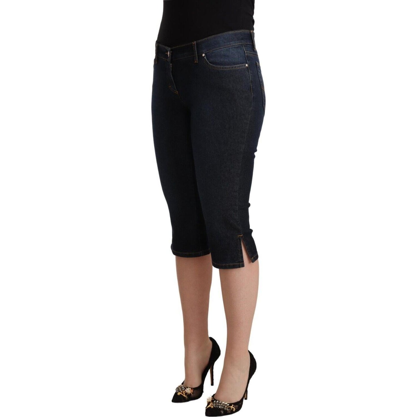 GF Ferre Chic Low Waist Capri Denim Pants GF Ferre Rosy Brown