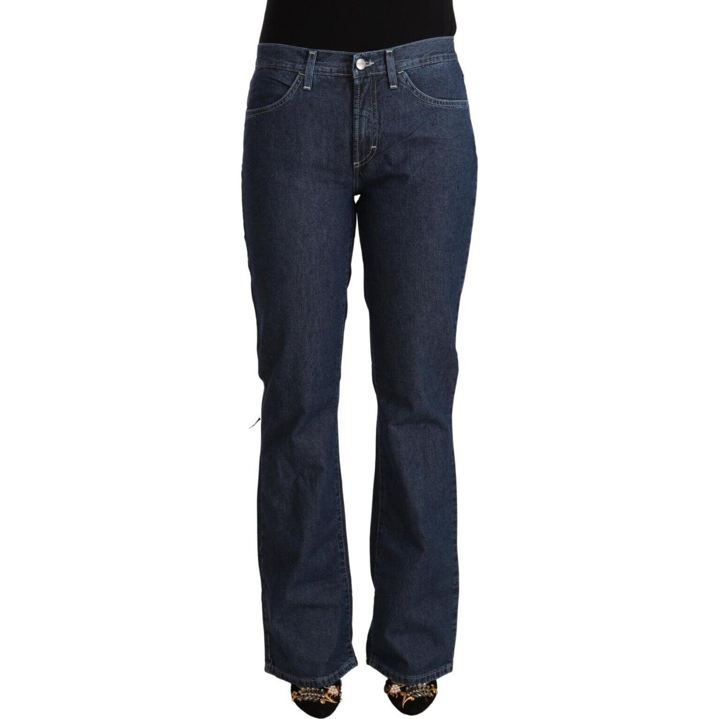 GF Ferre Elegant Flared Cotton Jeans GF Ferre Dark Slate Gray