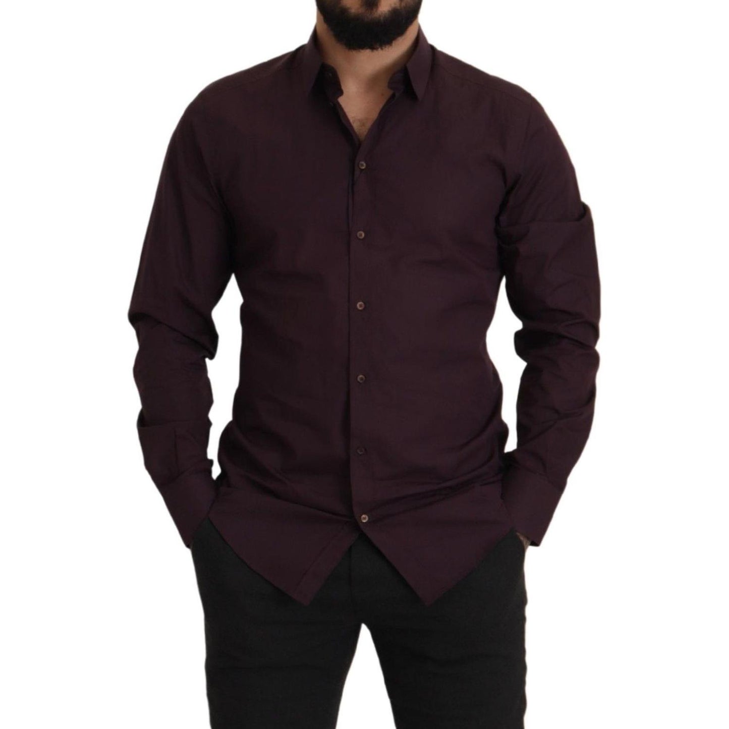 Dolce & Gabbana Regal Purple Slim Fit Dress Shirt Dolce & Gabbana Black