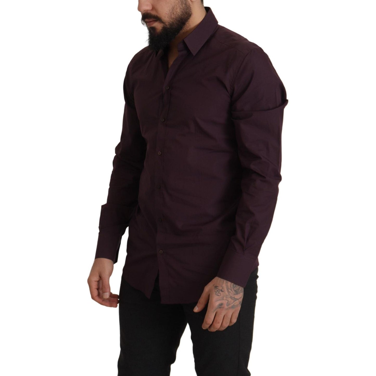 Dolce & Gabbana Regal Purple Slim Fit Dress Shirt Dolce & Gabbana Black
