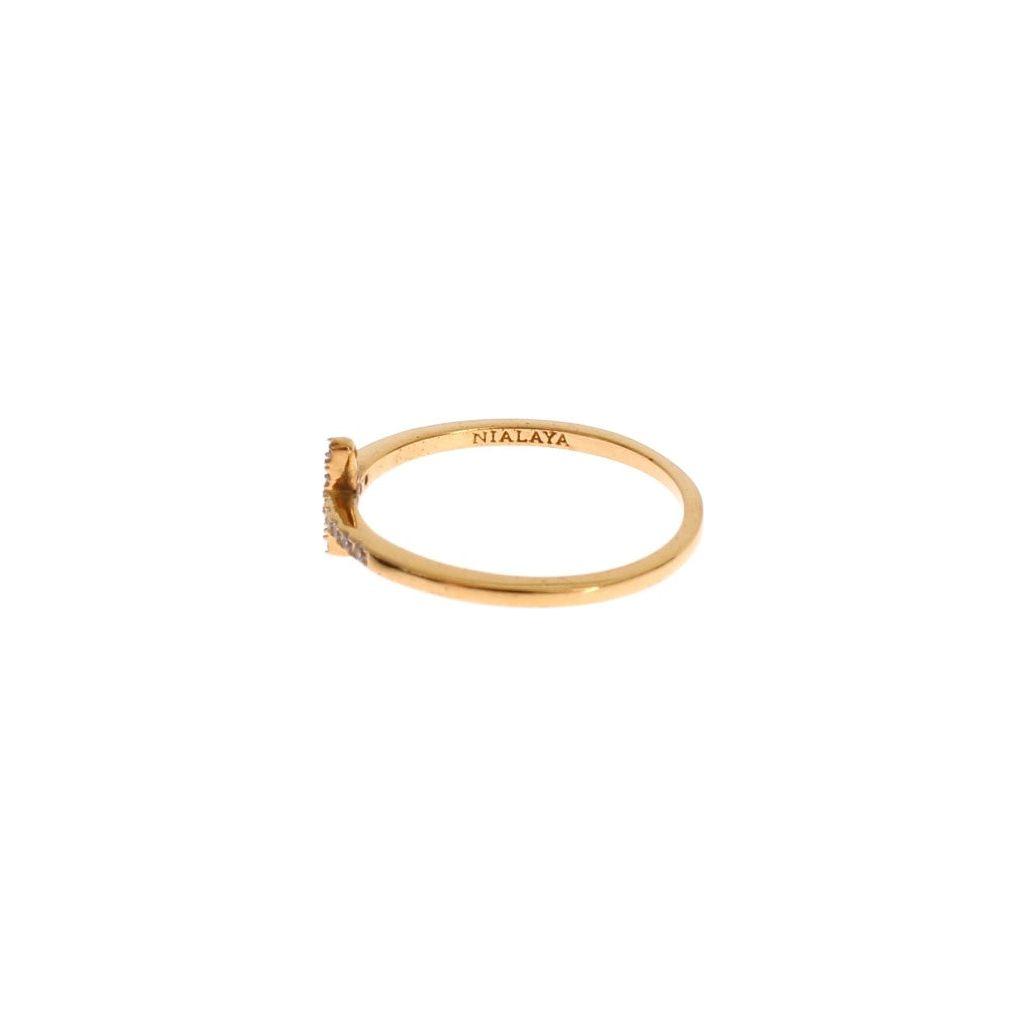 Nialaya Chic Handmade Golden CZ Crystal Ring Nialaya Tan