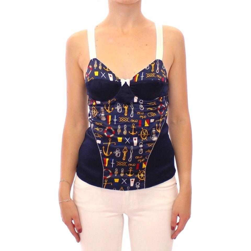 Dolce & Gabbana Blue Sailor Motif Stretch Tank Top Dolce & Gabbana Dark Slate Gray