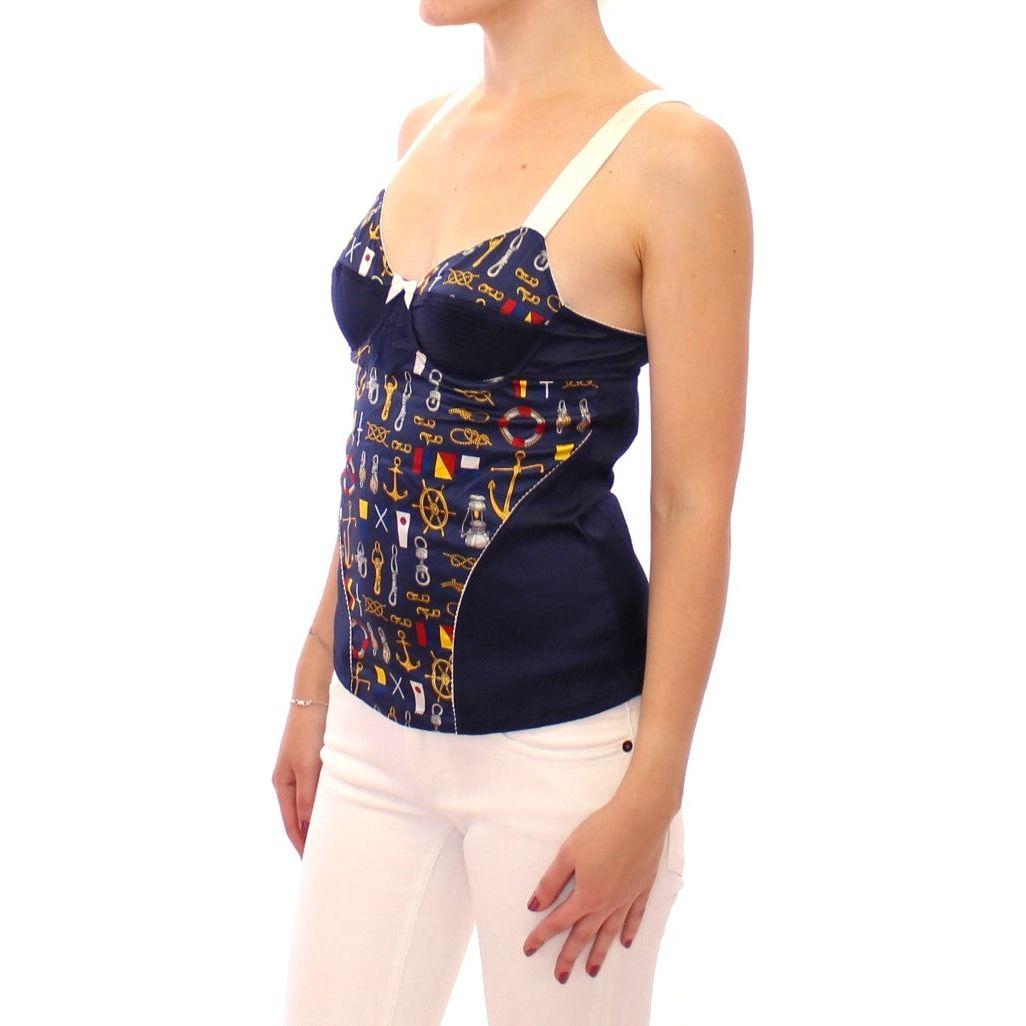 Dolce & Gabbana Blue Sailor Motif Stretch Tank Top Dolce & Gabbana Dark Slate Gray