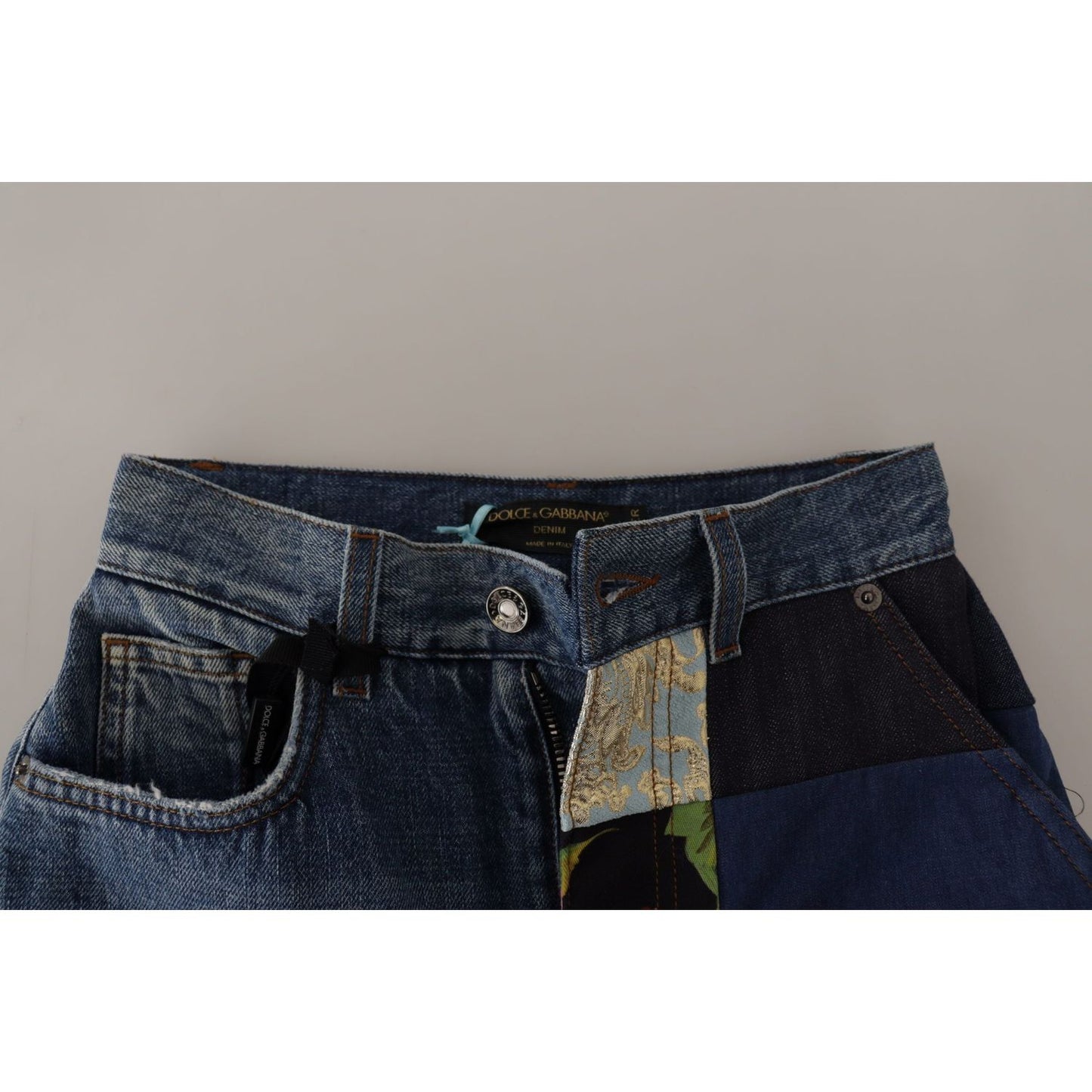 Dolce & Gabbana Patchwork Jacquard Denim Relaxed Jeans Dolce & Gabbana Dark Slate Gray
