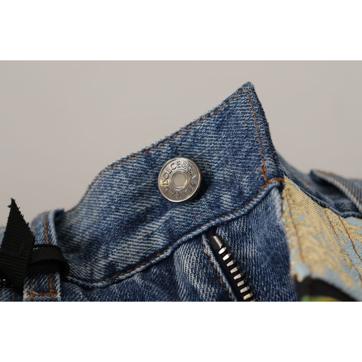 Dolce & Gabbana Patchwork Jacquard Denim Relaxed Jeans Dolce & Gabbana Dark Gray