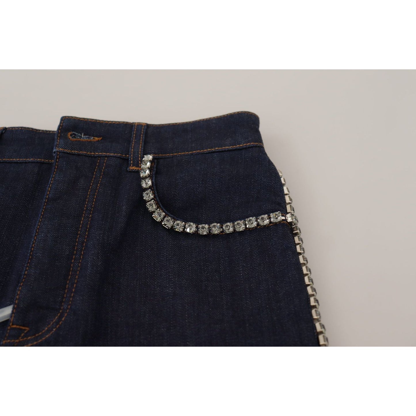 Dolce & Gabbana Chic High Waist Hot Pants Shorts with Crystal Detailing Dolce & Gabbana Gray