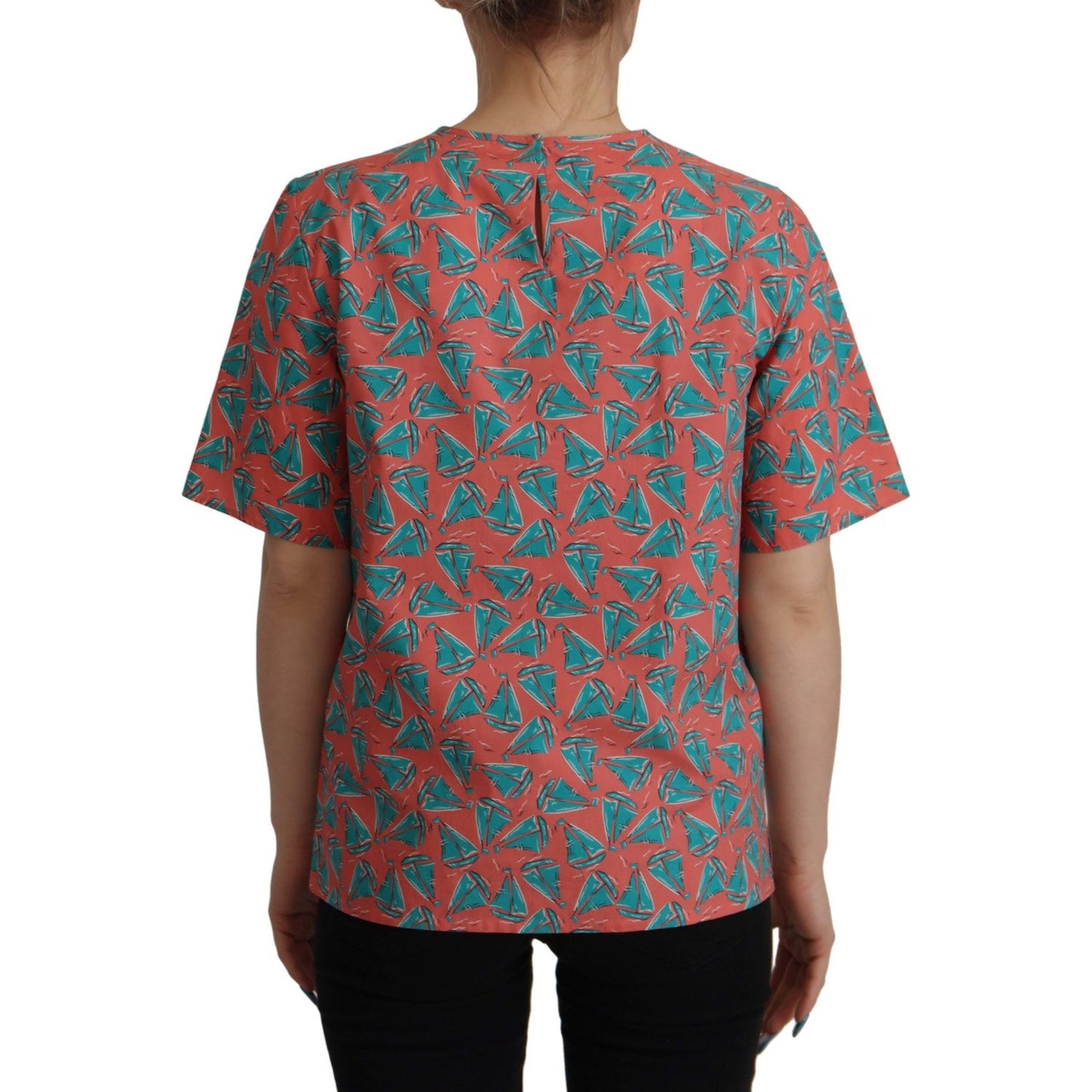 Dolce & Gabbana Chic Pink Sailboat Print Cotton Top Dolce & Gabbana Dark Slate Gray