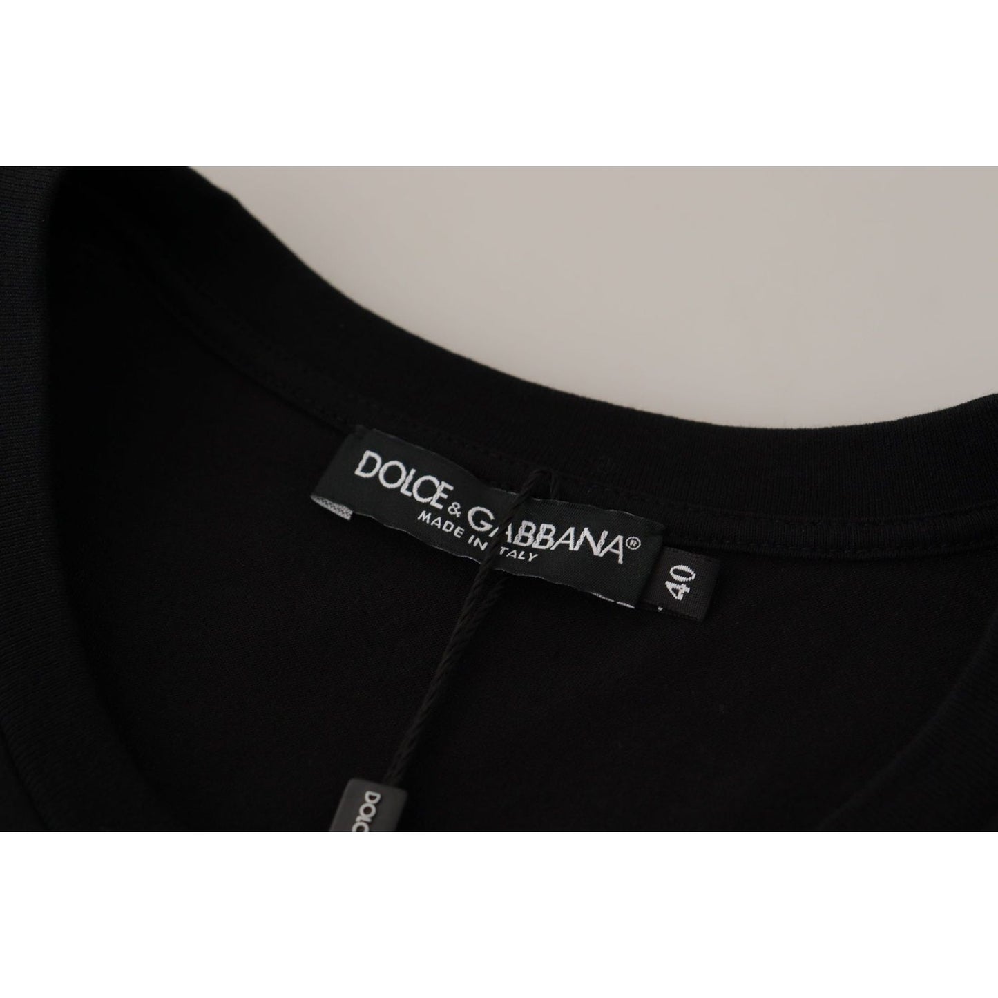 Dolce & Gabbana Black Logo Motive Crewneck Cotton T-shirt TSH7846- 40