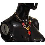 Dolce & Gabbana Gold Rose Love Crystal Charm Chain Necklace Necklace