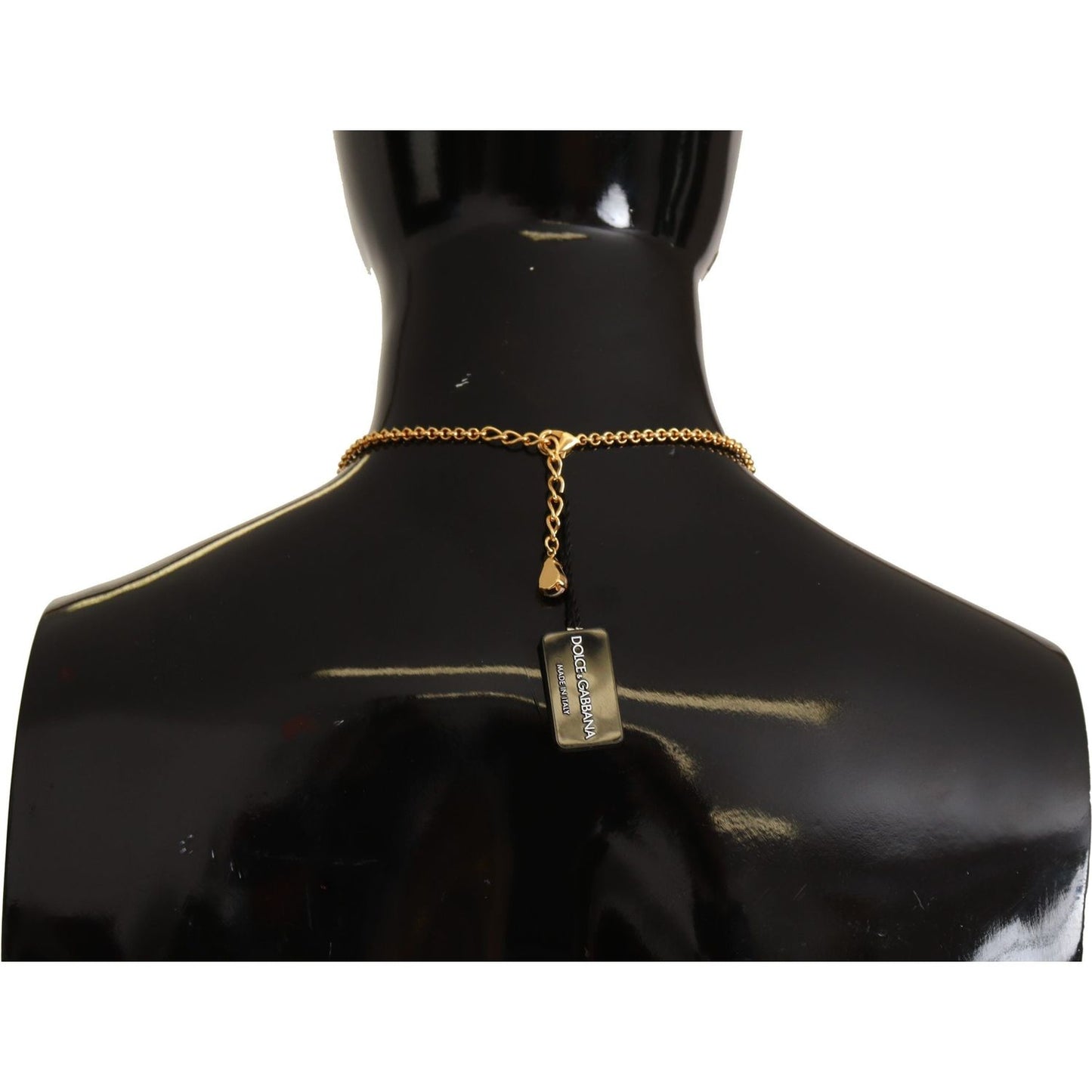 Dolce & Gabbana Glamorous Gold Crystal Charm Necklace Necklace Dolce & Gabbana Black