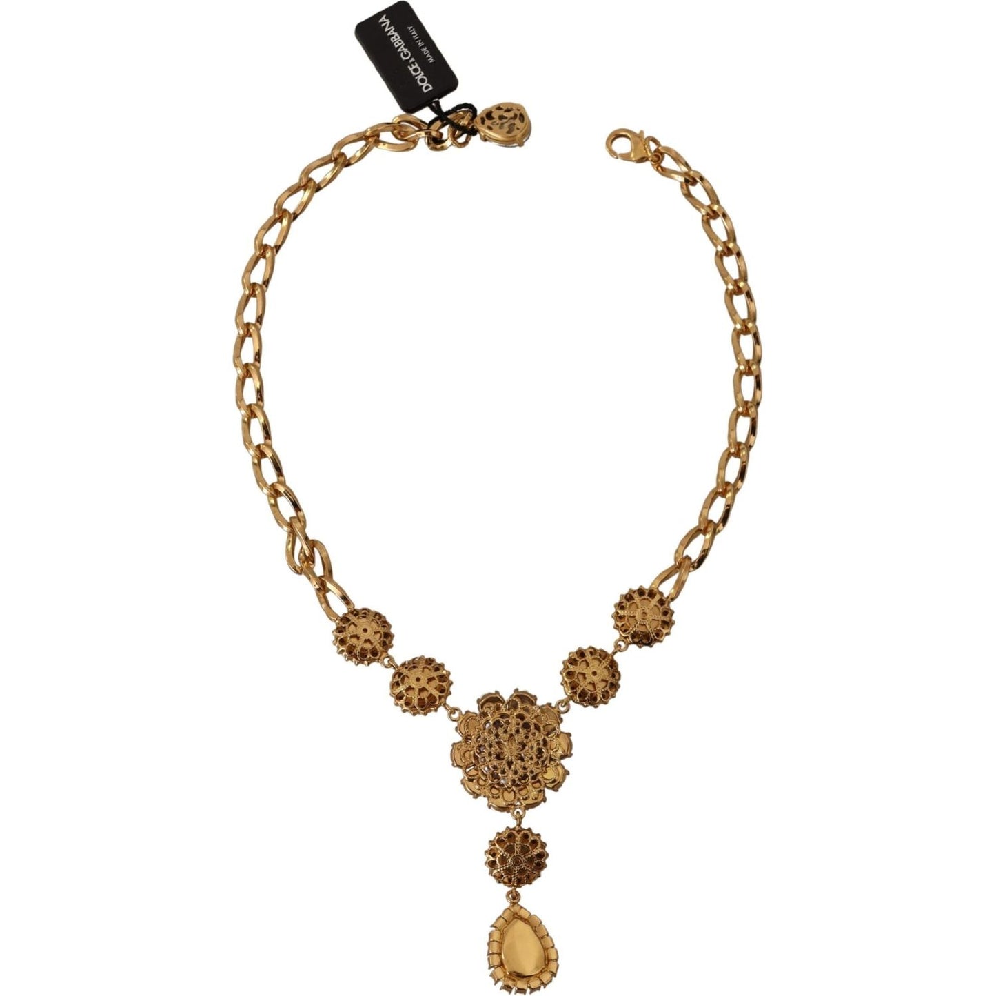 Dolce & Gabbana Elegant Floral Crystal Statement Necklace Necklace Dolce & Gabbana Sienna