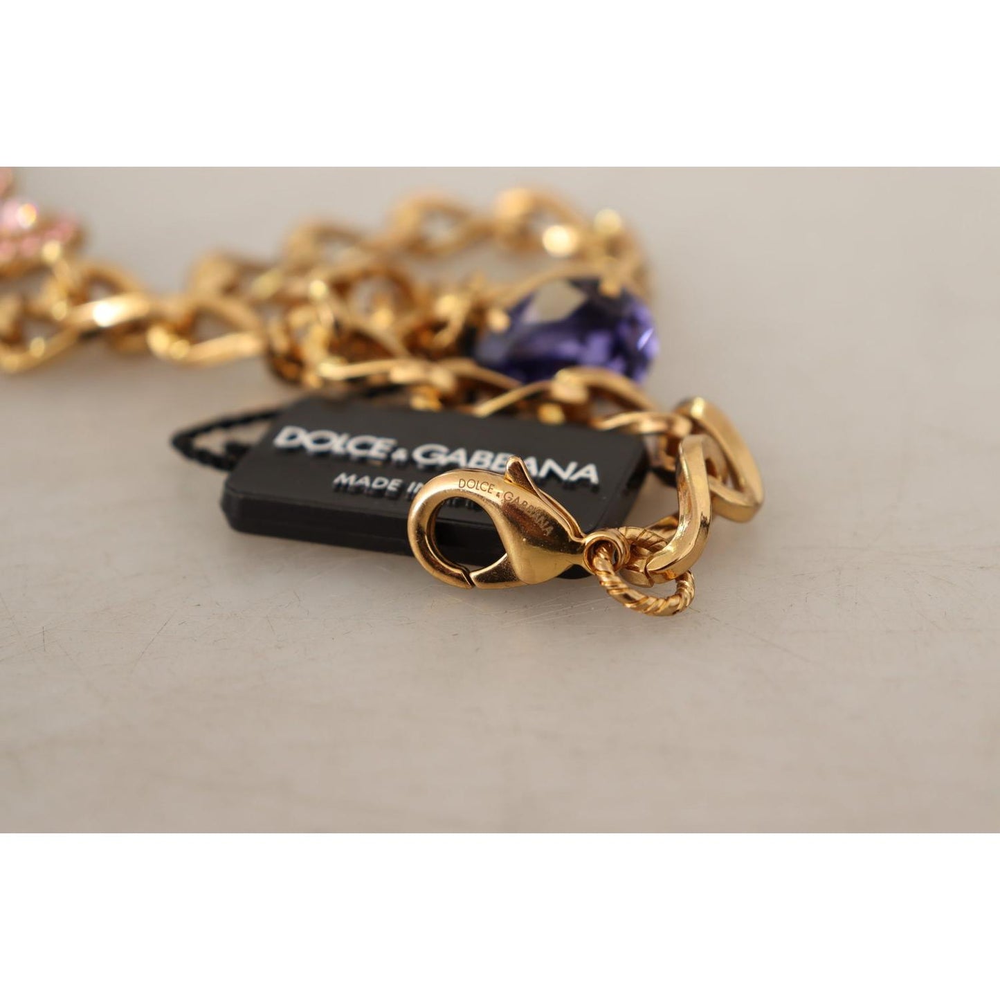 Dolce & Gabbana Elegant Floral Crystal Statement Necklace Necklace Dolce & Gabbana Dark Gray