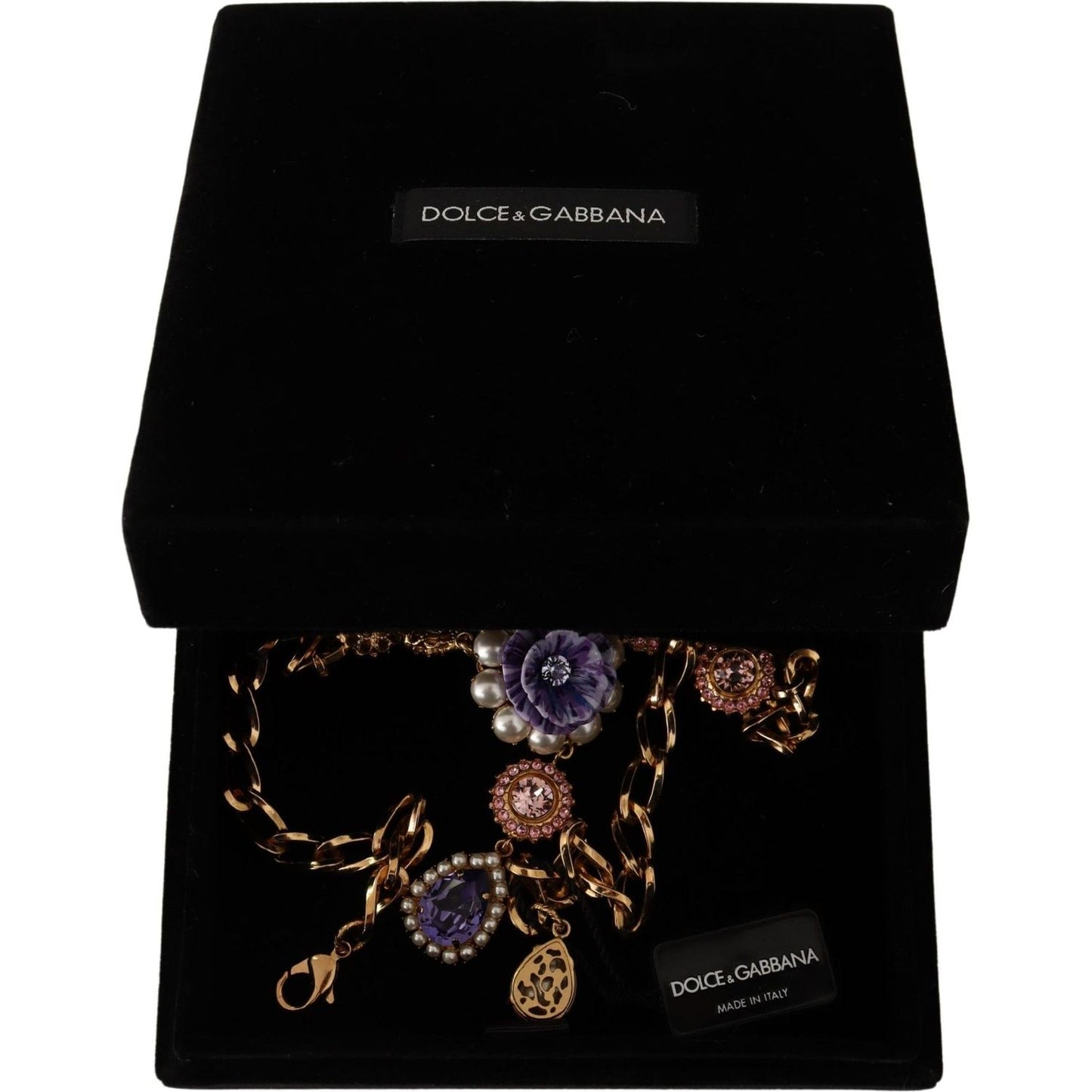Dolce & Gabbana Elegant Floral Crystal Statement Necklace Necklace Dolce & Gabbana Black