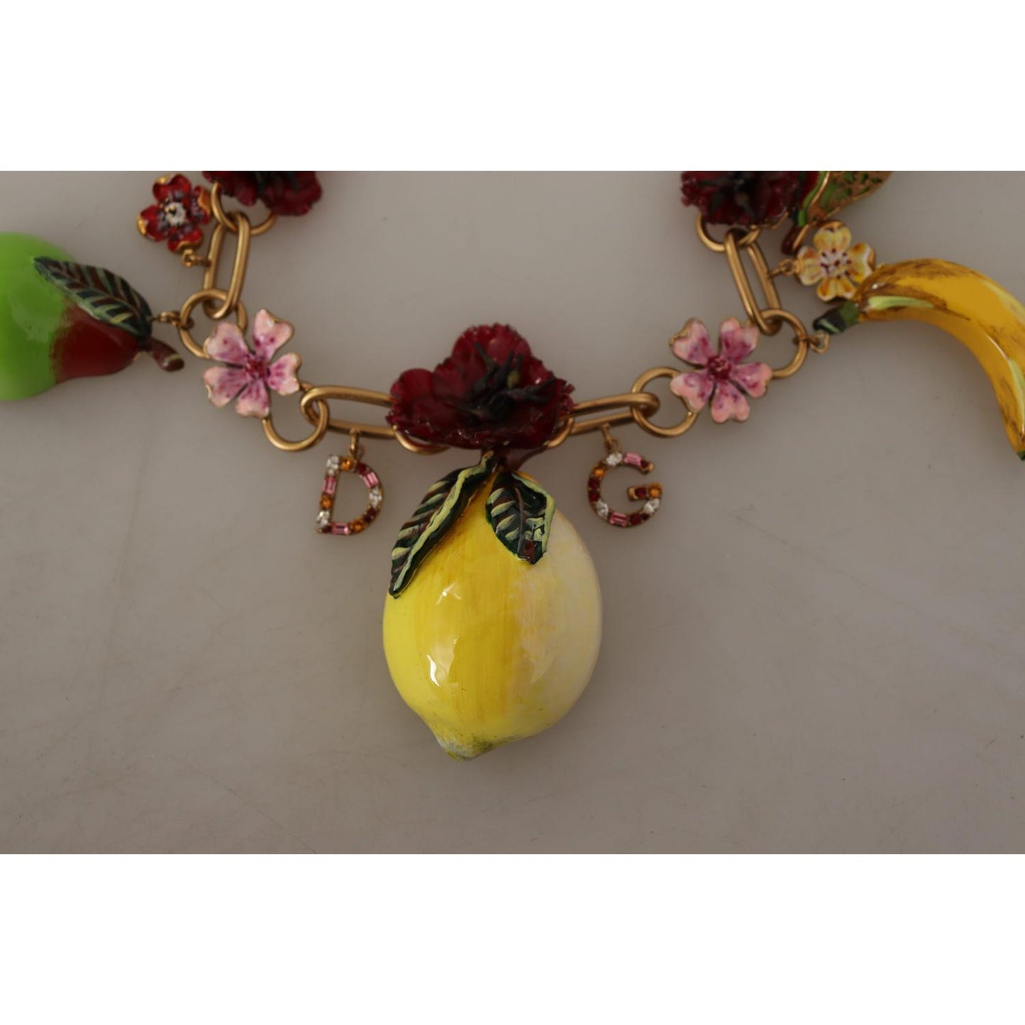 Dolce & Gabbana Chic Gold Statement Sicily Fruit Necklace Necklace Dolce & Gabbana Dim Gray