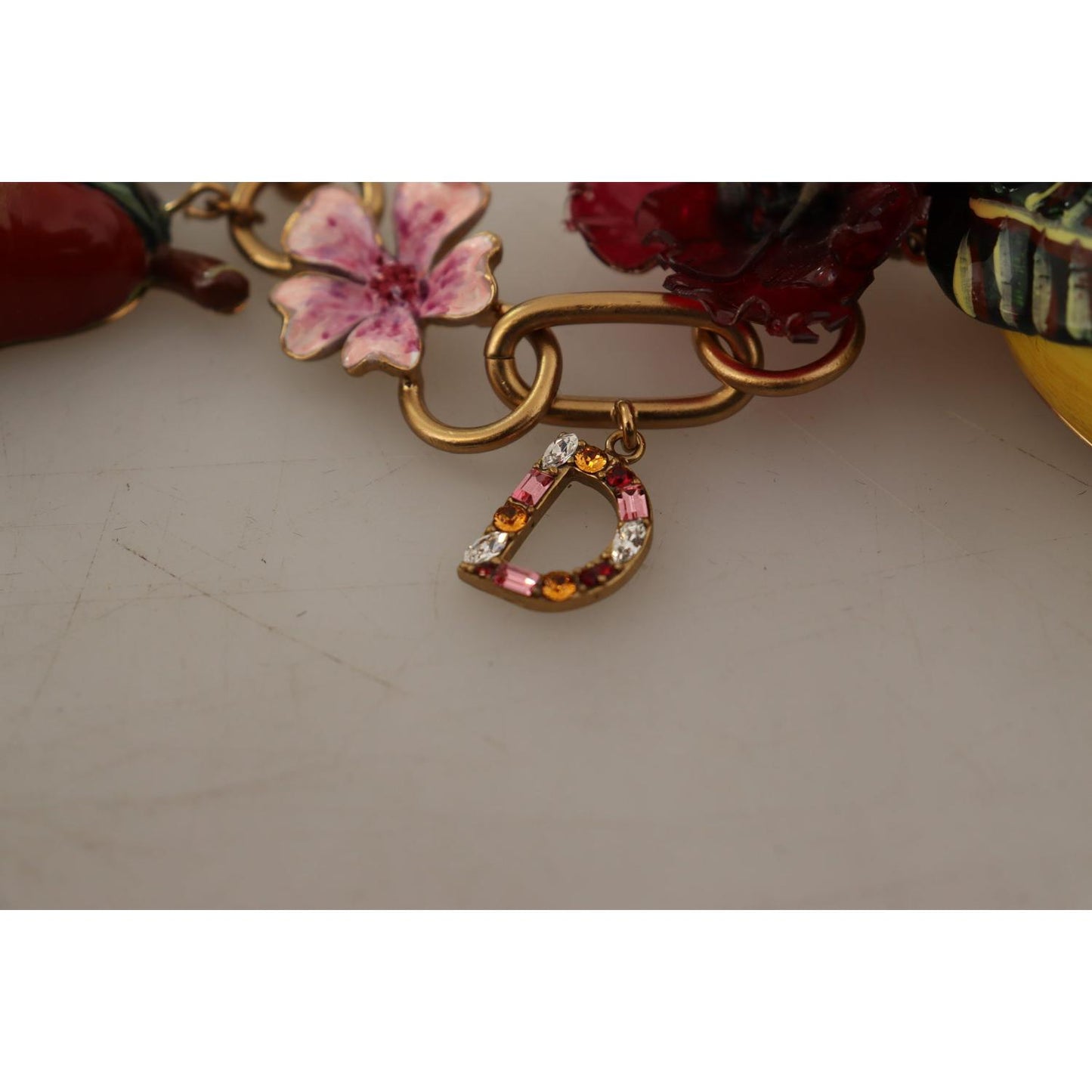 Dolce & Gabbana Chic Gold Statement Sicily Fruit Necklace Necklace Dolce & Gabbana Slate Gray