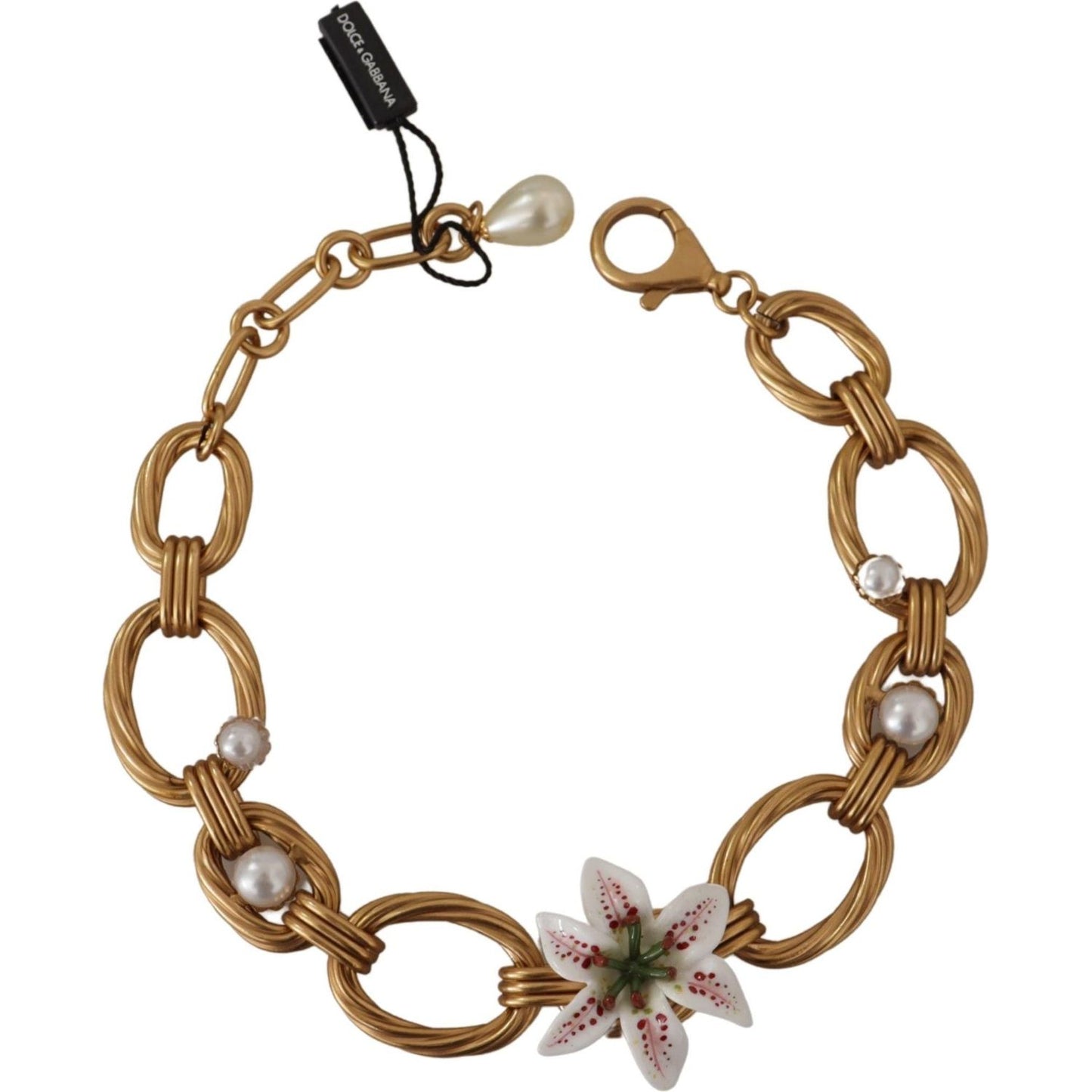 Dolce & Gabbana Elegant Gold Lilly Flower Pendant Necklace Necklace Dolce & Gabbana Sienna