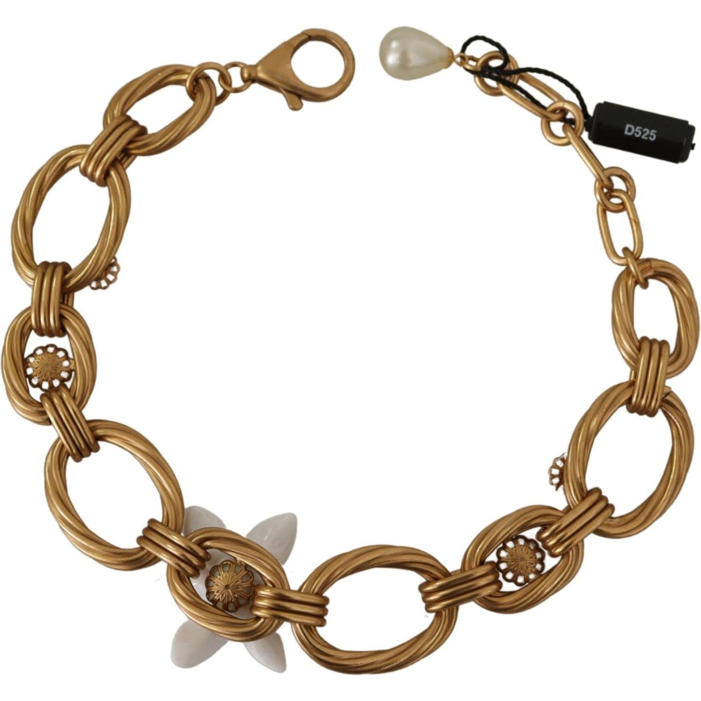 Dolce & Gabbana Elegant Gold Lilly Flower Pendant Necklace Necklace Dolce & Gabbana Sienna